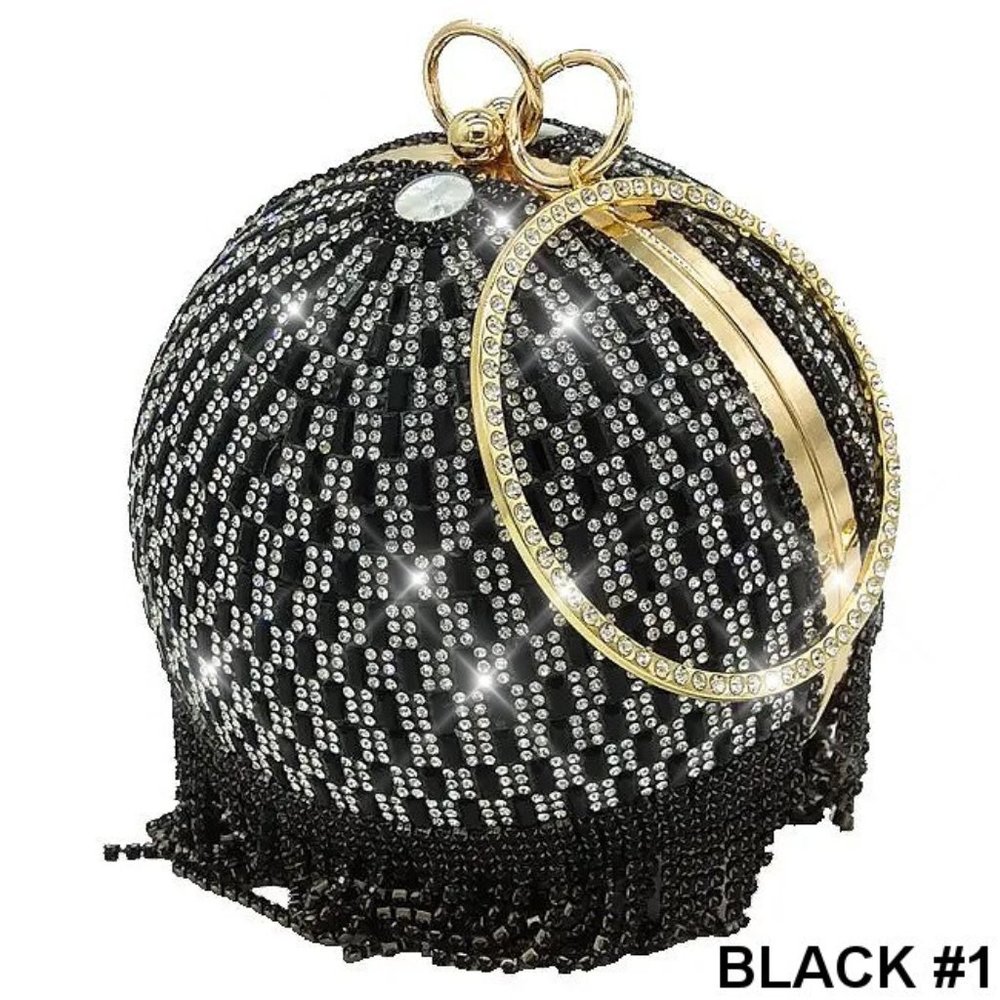 NWT Sparkling Bling Swarovski Crystal Rhinestone Round Purse: Silver Gol…